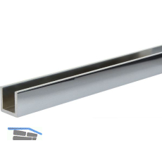 Aluminium U-Profil AlMgSi0,5 Glanzchrom poliert, Ungleichschenkel 40/20/40/2 mm
