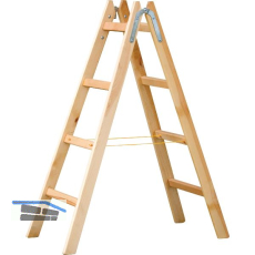 JUST Holz Stehleiter Sprossen=4 L�nge=1,36 m mit Gurt