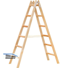 JUST Holz Stehleiter Sprossen=6 L�nge=1,96 m mit Gurt