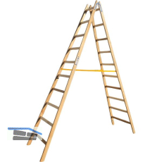 JUST Holz Stehleiter Sprossen=10 L�nge=3,16 m mit Gurt