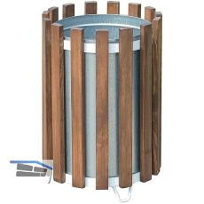 Abfallbeh�lter rund Holz mit Blecheinlage 45 Liter