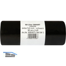 M�lls�cke Polyethylen 60 Liter, 14 my 640 x 710 mm ohne Zugband schwarz