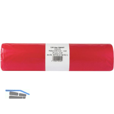 M�lls�cke Polyethylen 120 Liter, 25 my 700 x 1100 mm ohne Zugband rot