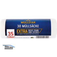 M�lls�cke Polyethylen 35 Liter, 10 my 530 x 600 mm ohne Zugband wei�