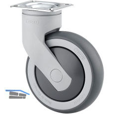 TENTE Lenkrolle TPE Kunststoff Plattenbefestigung Anschraubloch 125 mm 100 kg