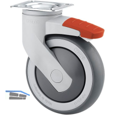 TENTE Lenkrolle TPR/Kunststoff Anschraubloch 100 mm Platte Feststeller