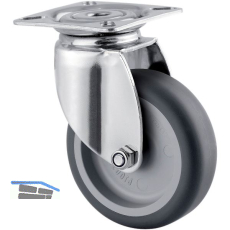 TENTE Lenkrolle Edelstahl Plattenbefestigung 75 mm 75 kg