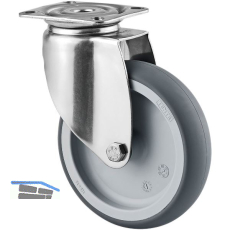 TENTE Lenkrolle Edelstahl Plattenbefestigung 100 mm 80 kg