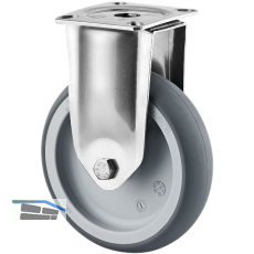 TENTE Bockrolle TPE Edelstahl Plattenbefestigung 125 mm 100 kg