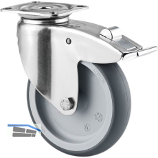 TENTE Lenkrolle Edelstahl Platte nachlaufender Totalfestst. 100 mm 80 kg