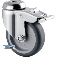 TENTE Lenkrolle Edelstahl R�ckenloch und Feststeller 75 mm 75 kg