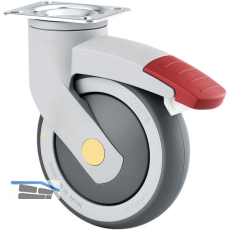 TENTE Lenkrolle TPE mit nachlaufendem Totalfesteller Plattenbefestigung 125 mm