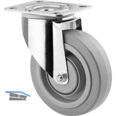 TENTE Lenkrolle Elastik grau Platte 125 mm 250 kg