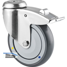 TENTE Lenkrolle PUR/Edelstahl mit nachlaufendem Totalfeststeller 100 kg