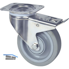 TENTE Lenkrolle Elastik grau Polyamidfelge 125 mm 250 kg Totalfeststeller