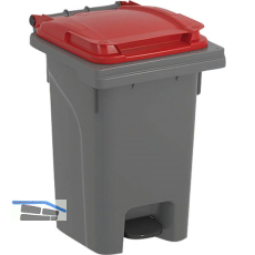 M�lltonne 60 Liter Kunststoff grau/rot Urban Pro
