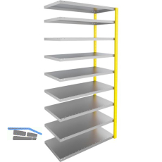 META Steck Anbauregal RAL1003 signalgelb 2000x1000x500 mm Fachlast 150 kg
