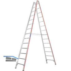 HYMER Alu-Sprossen-Stehleiter Type 6023 Sprossen=2 x 14 L�nge=4,10 m