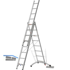 ALU-PRO Allzweckleiter SmartBase 3-tlg.Typ 70247 Sprossen=3x8 L= 2,41/5,21m
