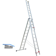 JUST Alu-Mehrzweck Industrieleiter 3-tlg.Type 53 Sprossen=3x 7 L�nge=3,26/5,05 m