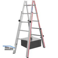 HYMER Alu-Treppen-Stehleiter Type 4123 Sprossen=2 x 7 L�nge=2,05 m