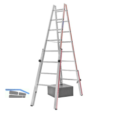 HYMER Alu-Treppen-Stehleiter Type 4123 Sprossen=2 x 8 L�nge=2,30 m