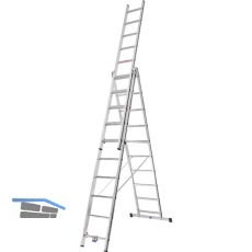 ALU-PRO Allzweckleiter 3-teilig Typ 70047 Sprossen=3x10L�nge von 2,88/6,52m