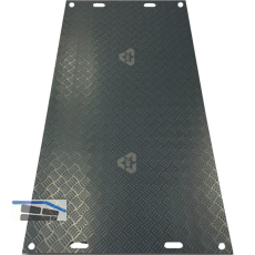 Bodenschutzplatte 2000 x 1000 x 8 mm LDPE schwarz mit Griffe