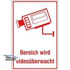Hinweisschild Bereich wird video�berwacht 200 x 300 mm