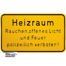 Hinweisschild Heizraum Rauchen, offenes Licht und Feuer 250 x 150 mm