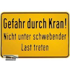 Hinweisschild Gefahr durch Kran! 300 x 200 mm