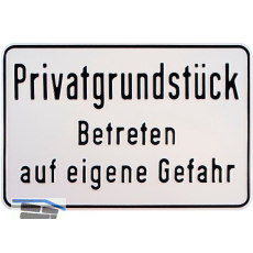 Hinweisschild Privatgrundst�ck Betreten auf eigene Gefahr 300 x 200 mm