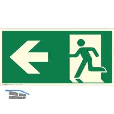 Fluchtwegschild Notausgang Symbol links 300 x 150 mm