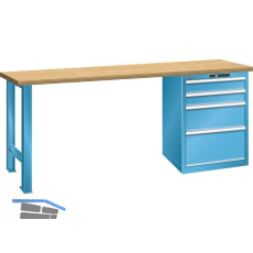 LISTA Werkbank 27x36E Multiplex 1500x750x840mm KEY Lock RAL5012 4 Laden 75kg