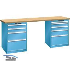 LISTA Werkbank 27x36E Multiplex 2000x750x840mm KEY Lock RAL5012 9 Laden 75kg