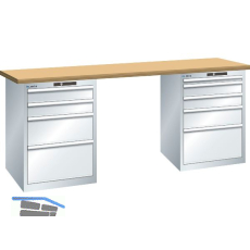 LISTA Werkbank 27x36E Multiplex 2000x750x840mm KEY Lock RAL7035 9 Laden 75kg