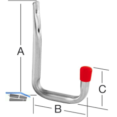 Wandhaken U-Form 120 x 82 x 41 mm verzinkt rote Endkappen