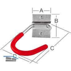 Fahrrad Deckenhaken 125 x 90 mm verzinkt rot gummiert