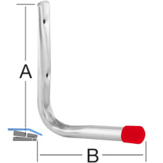 Wandhaken L-Form 150 x 165 mm verzinkt rote Endkappen