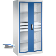 C+P Fl�gelt�rschrank 1950x930x600 mm RAL 7035 lichtgrau/5010 enzianblau