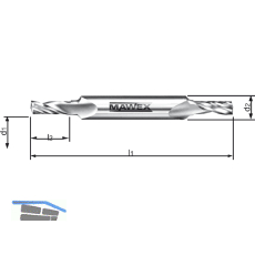 MAWEX VHM-Doppelfr�sbohrer 5X12X65 mm einschneidig spiralig