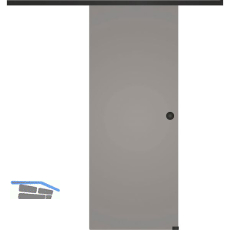 SOLIDO Glasschiebet�r Set BlackShine, Beschl�ge/Muschelgriff schwarz, 920x2100