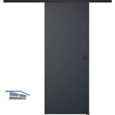 SOLIDO Glasschiebet�r Set BlackDark, Beschl�ge/Muschelgriff schwarz, 820x2100