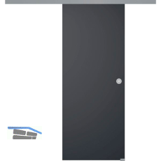 SOLIDO Glasschiebet�r Set BlackDark, Beschl�ge/Muschelgriff silber, 920x2100