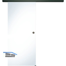 SOLIDO Glasschiebet�r Set Klarglas, Beschl�ge/Muschelgriff schwarz, 820x2100