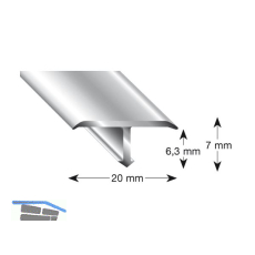 K�GELE T-Profil Alu Edelstahloptik 20/7/2660 mm