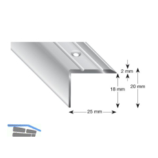 K�GELE Treppenwinkel Alu silber eloxiert, gelocht, 25/20/1000 mm
