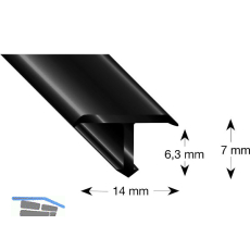 K�GELE T-Profil Alu schwarz eloxiert 14/7/2700 mm