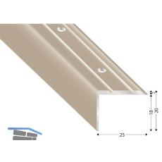 K�GELE Treppenwinkel Alu Edelstahloptik, gelocht, 25/20/2700 mm