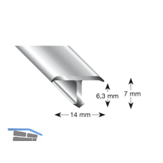 K�GELE T-Profil Alu silber eloxiert 14/7/2700 mm